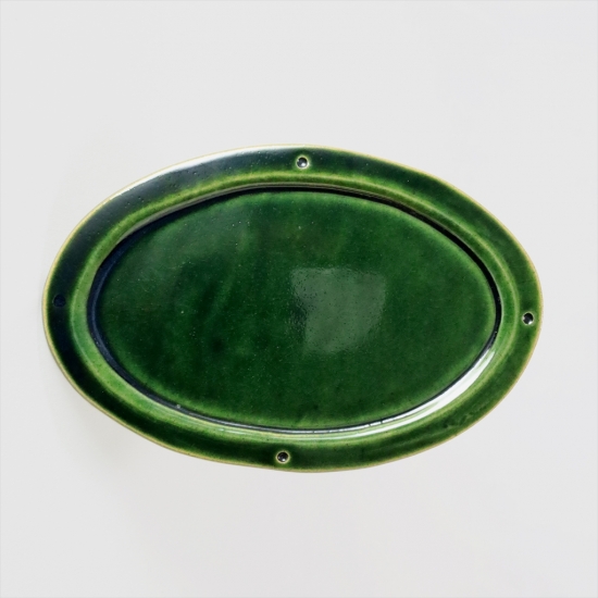 KRU-16「栗谷昌克_緑釉オーバル皿（中）」